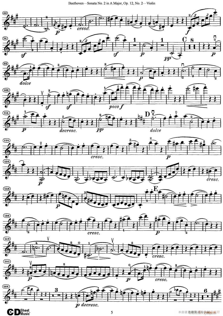 Violin Sonata No 2 in A Major Op 12 No 2