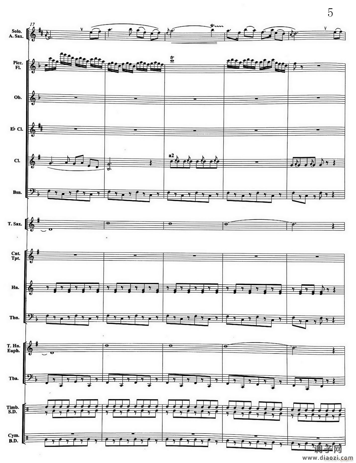 05大顶子山高又高(Eb萨克斯与乐队)总谱