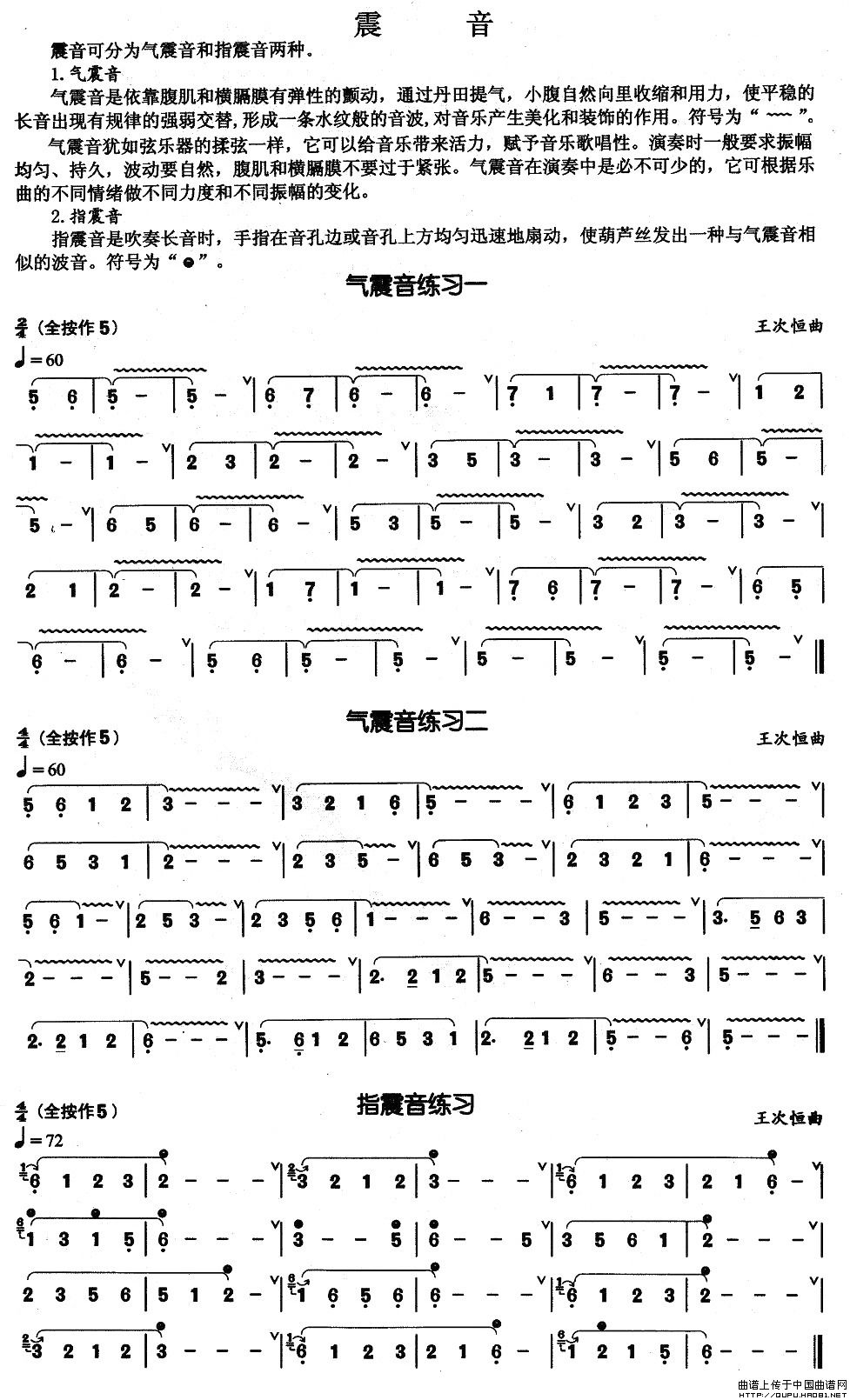 葫芦丝基本技巧练习曲--震音