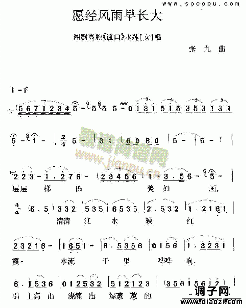 愿经风雨长大 其他类 戏曲谱
