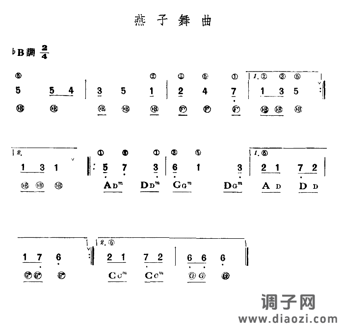 燕子舞曲（手风琴谱）