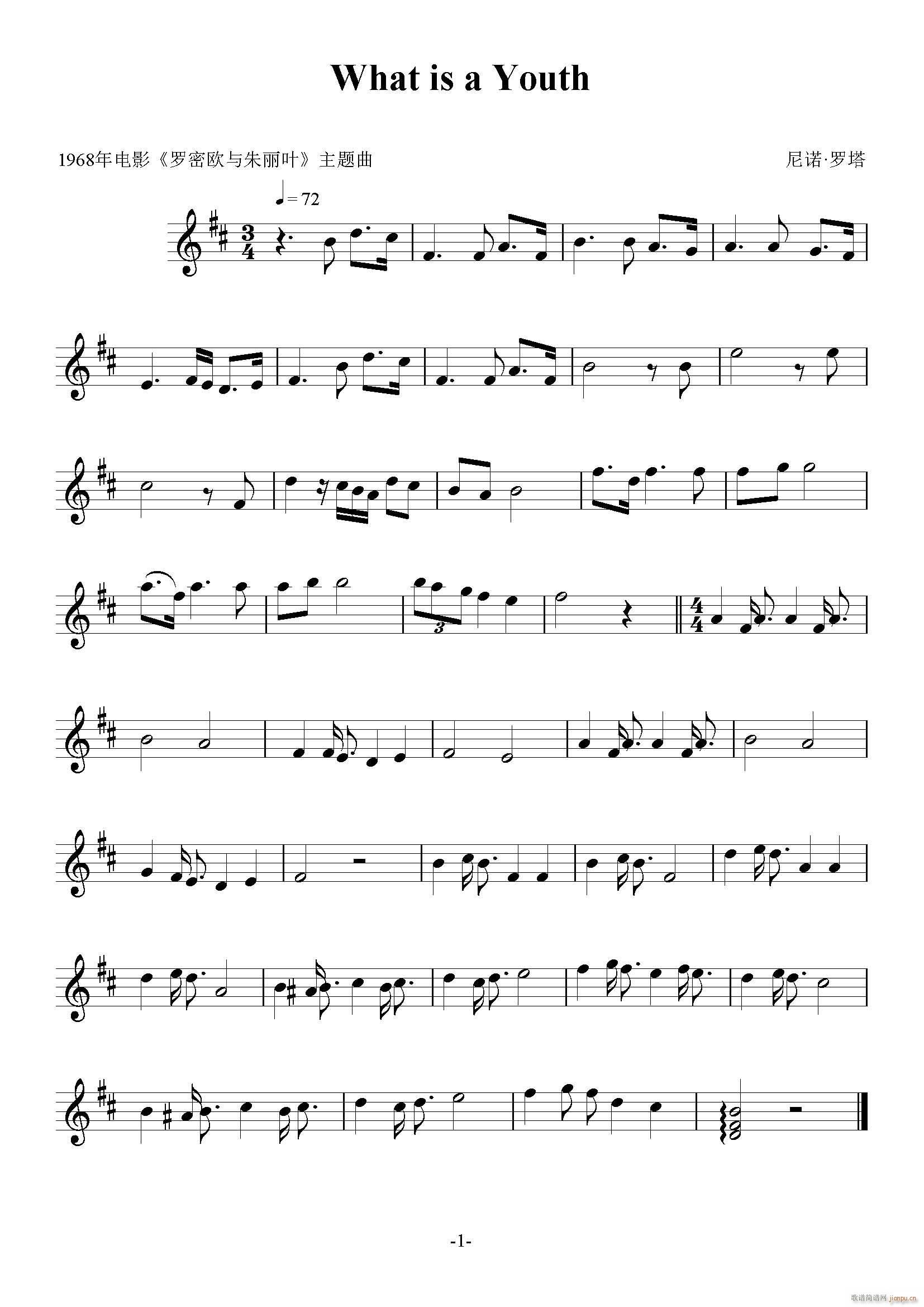 尼诺 罗塔 What is a Youth