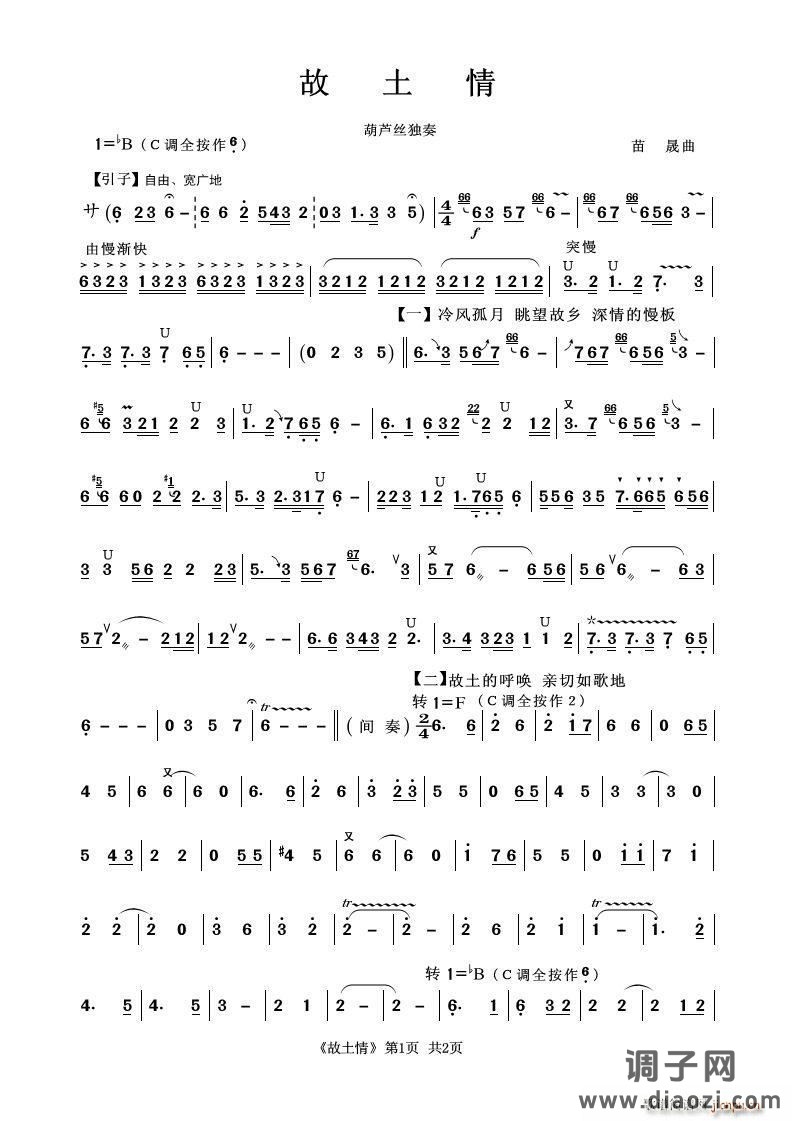 故土情（葫芦丝独奏）