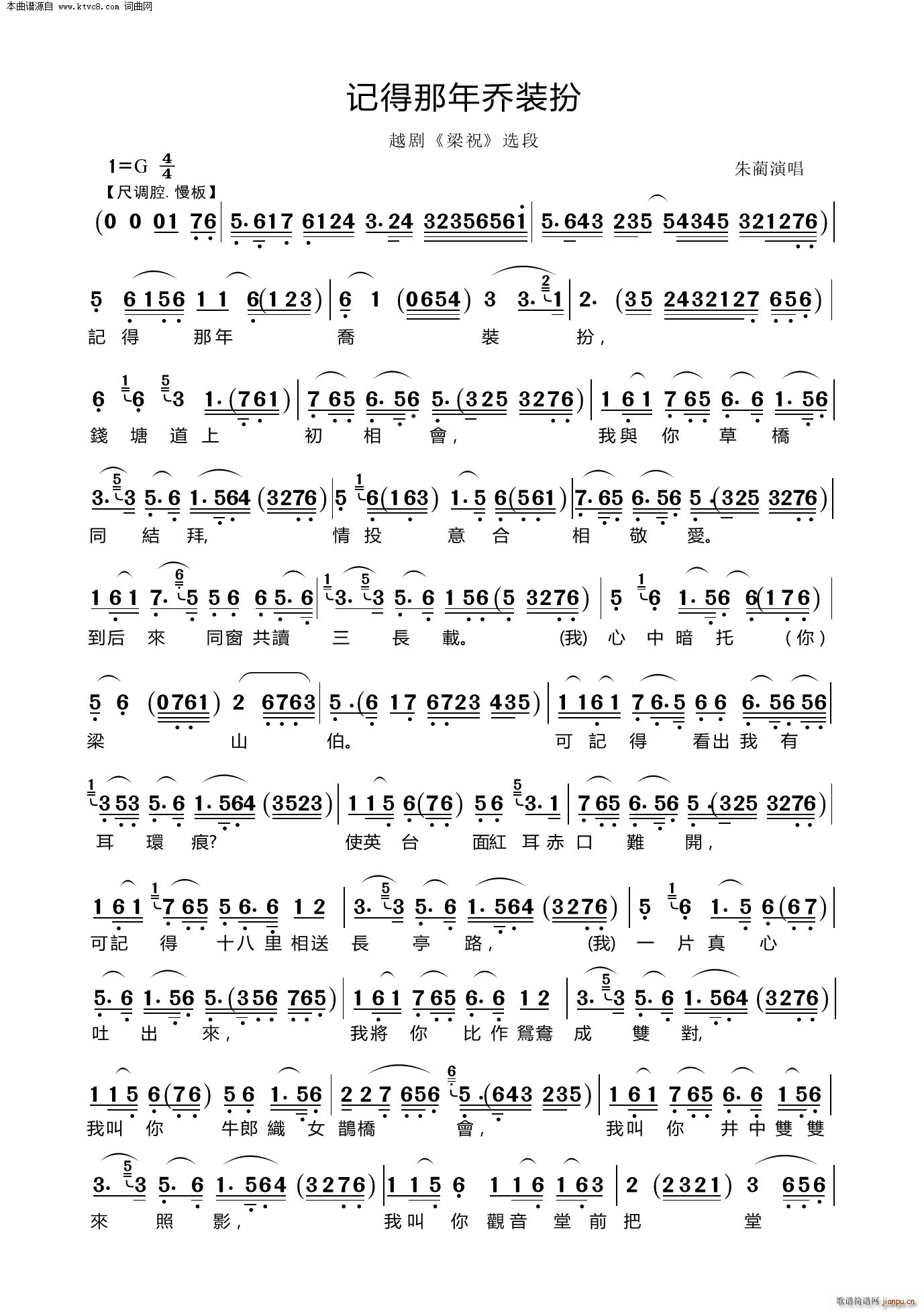 记得那年乔装扮(越剧《梁祝》选段)