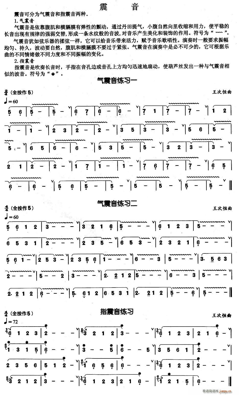 葫芦丝基本技巧练习曲——震音