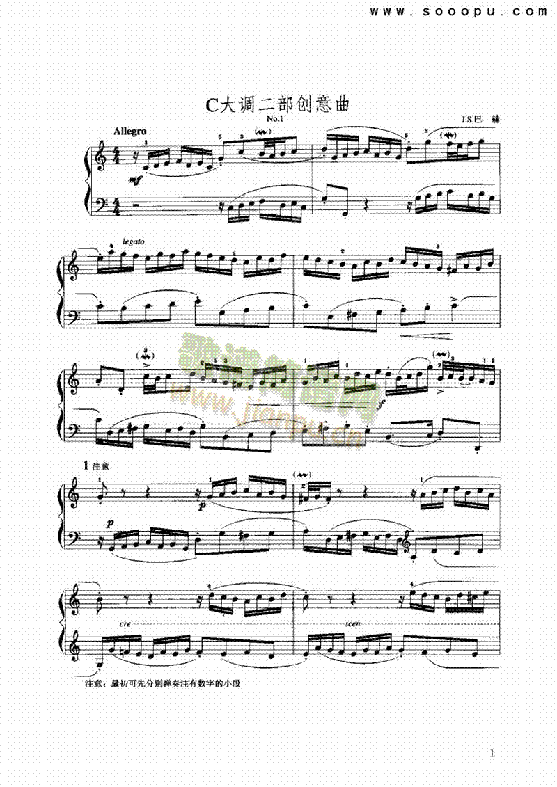 C大调二部创意曲 键盘类 手风琴