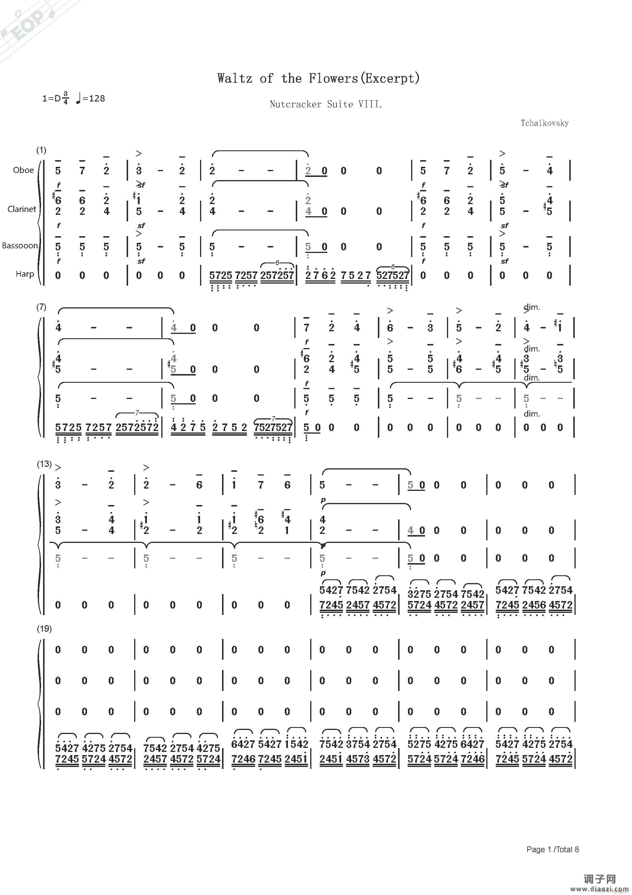柴可夫斯基 胡桃夹子花之圆舞曲（节选 混合四重奏）