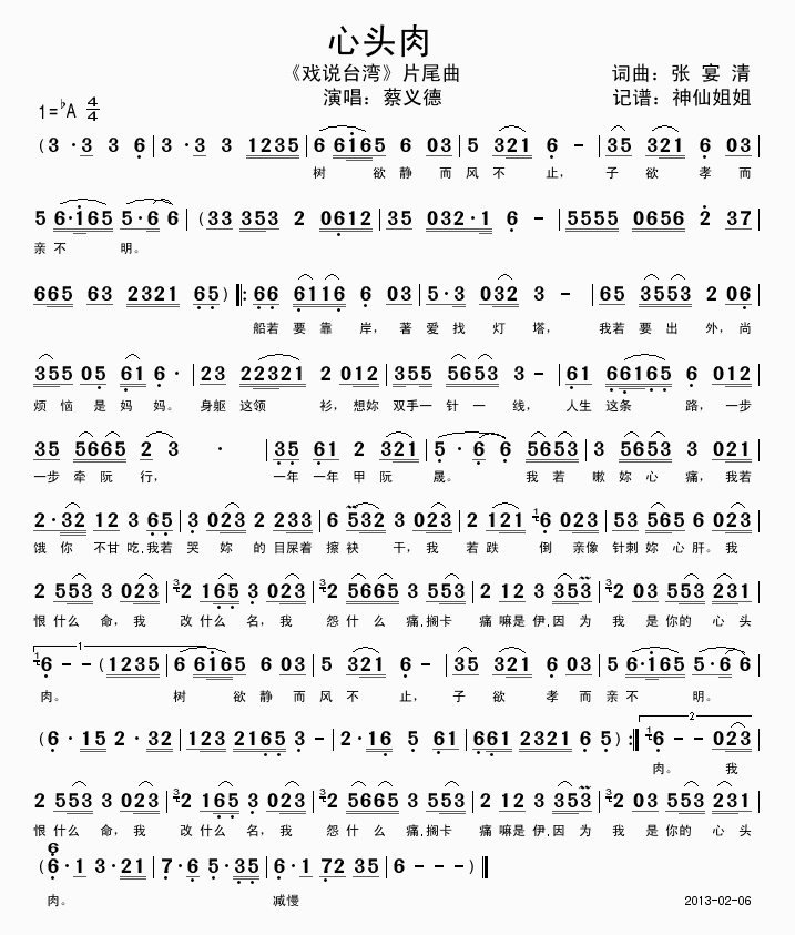 心头肉 《戏说台湾》片尾曲