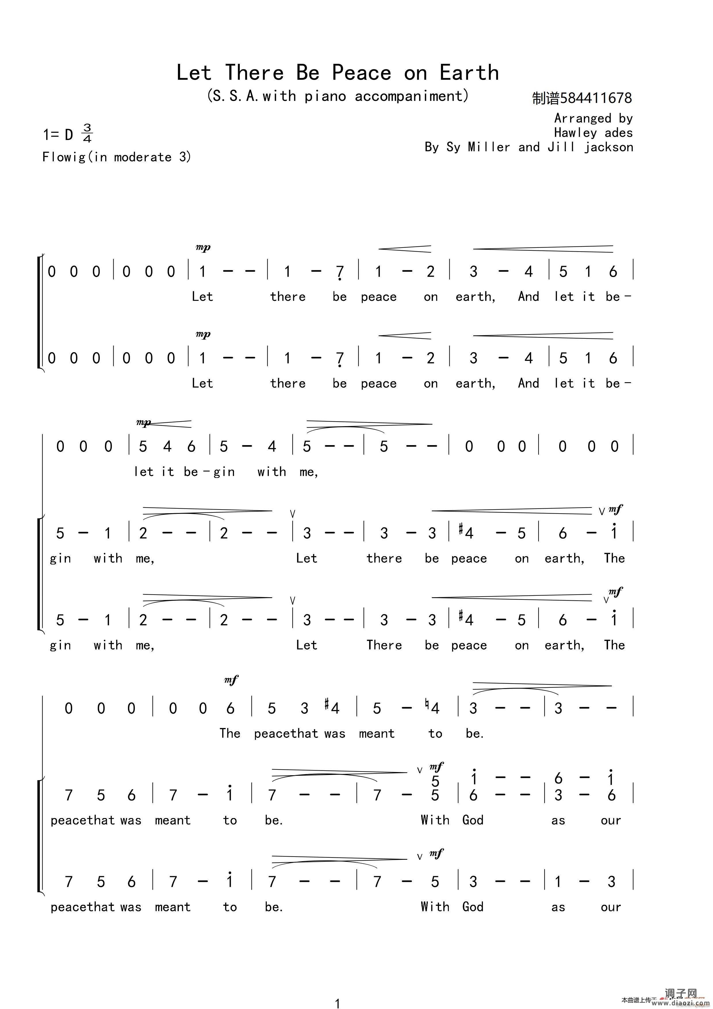 Let There Be Peace on Earth合唱谱