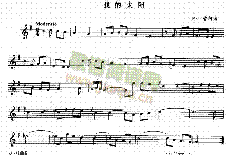 我的太阳-五线谱