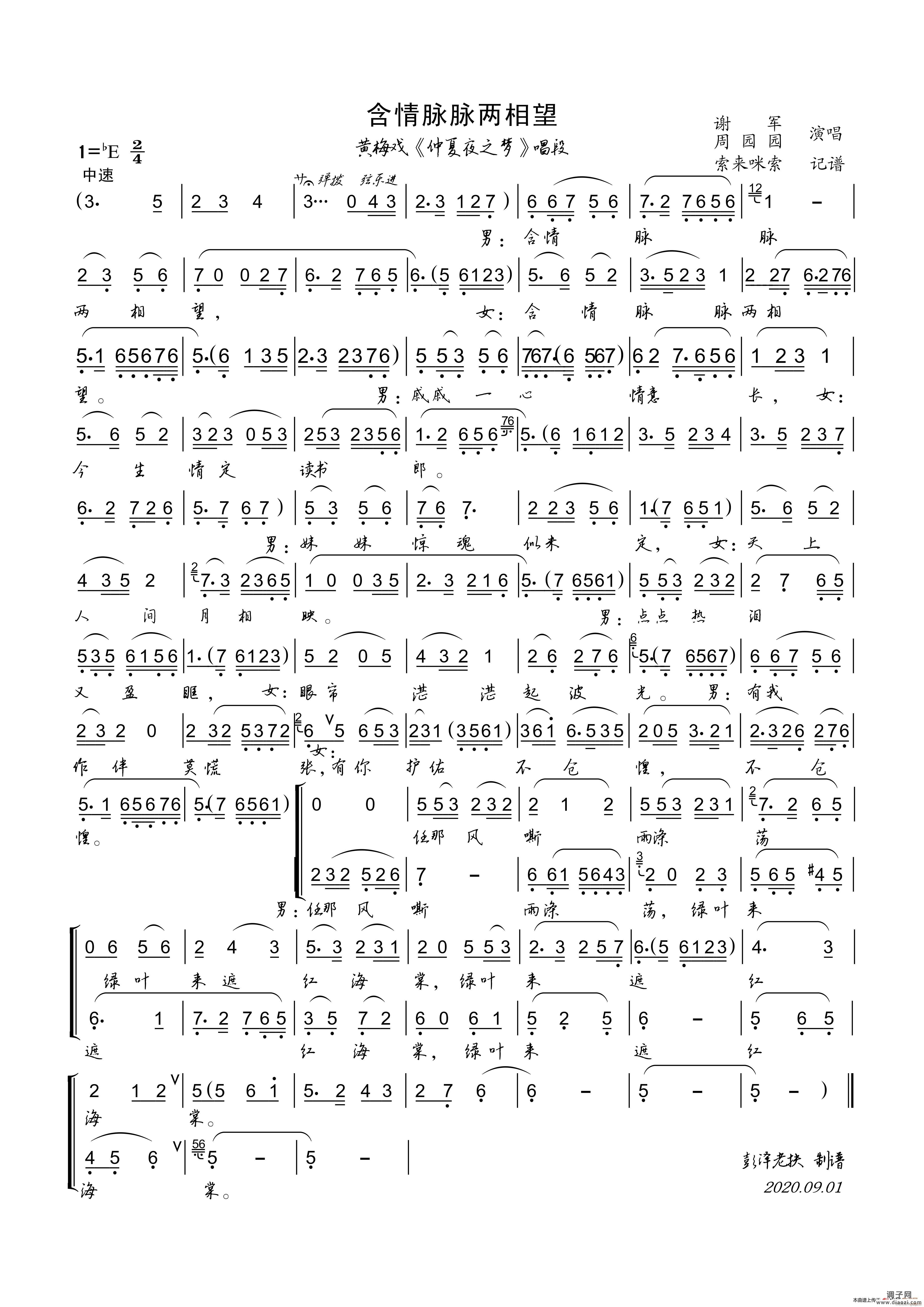 含情脉脉两相望（黄梅戏《仲夏夜之梦》唱段）