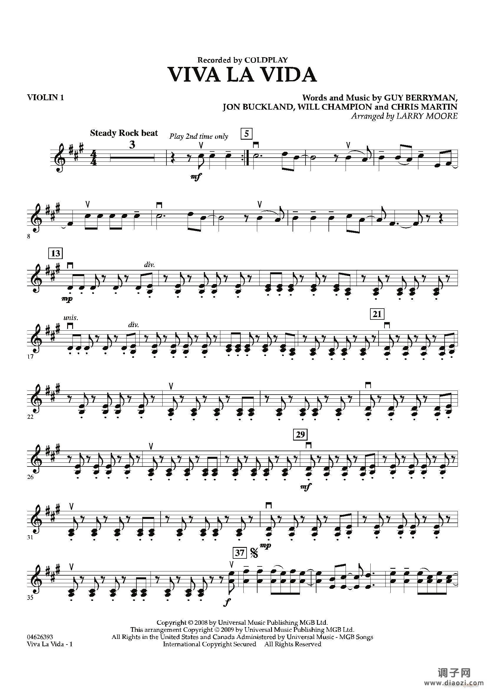 VIVA LA VIDA（第一小提琴分谱）