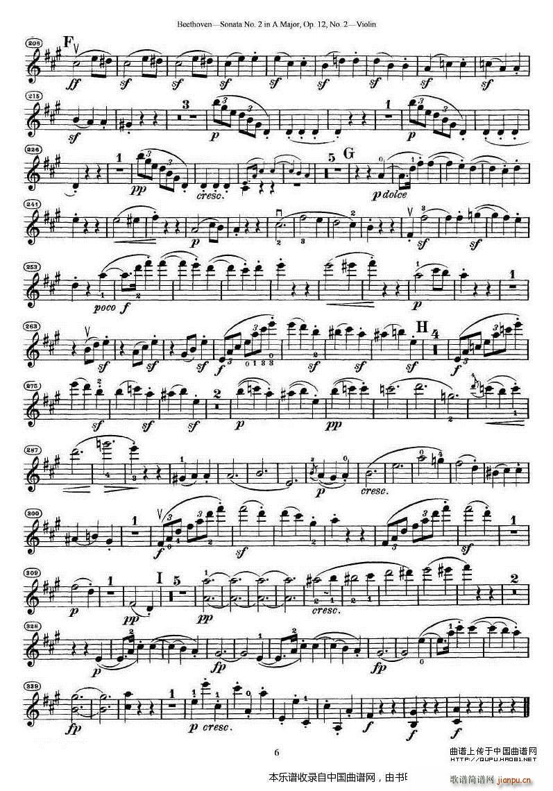 贝多芬第二号小提琴奏鸣曲A大调op 12