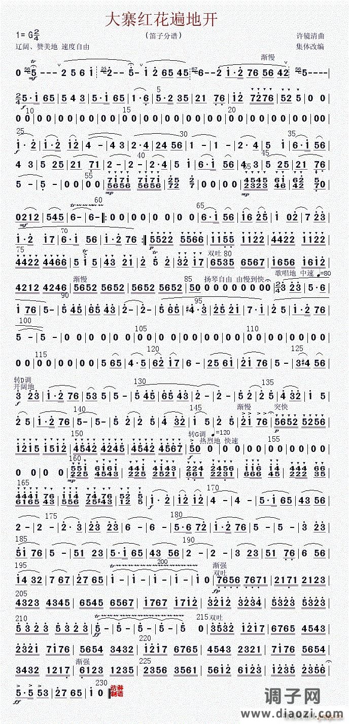大寨红花遍地开（笛子（修改版））
