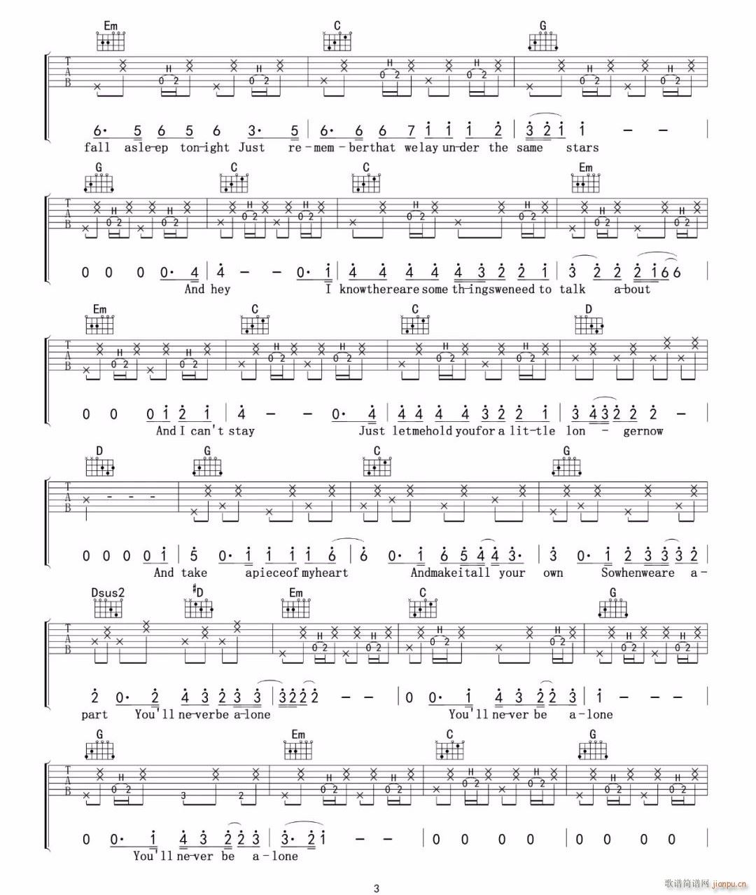 Never-Be-Alone （ G调）