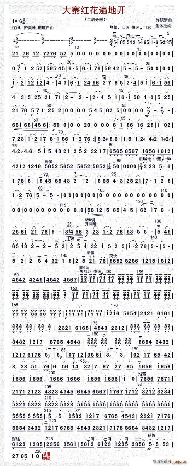 大寨红花遍地开（二胡（修改版））