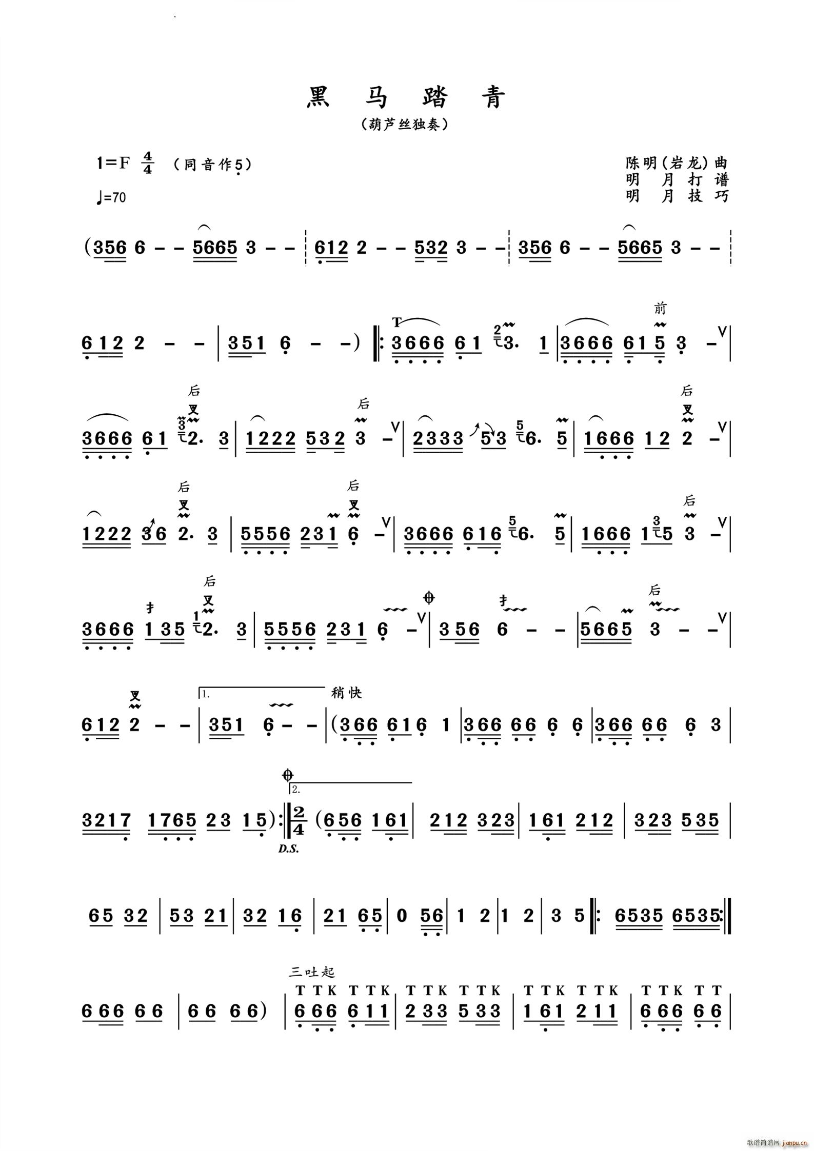 黑马踏青葫芦丝独奏