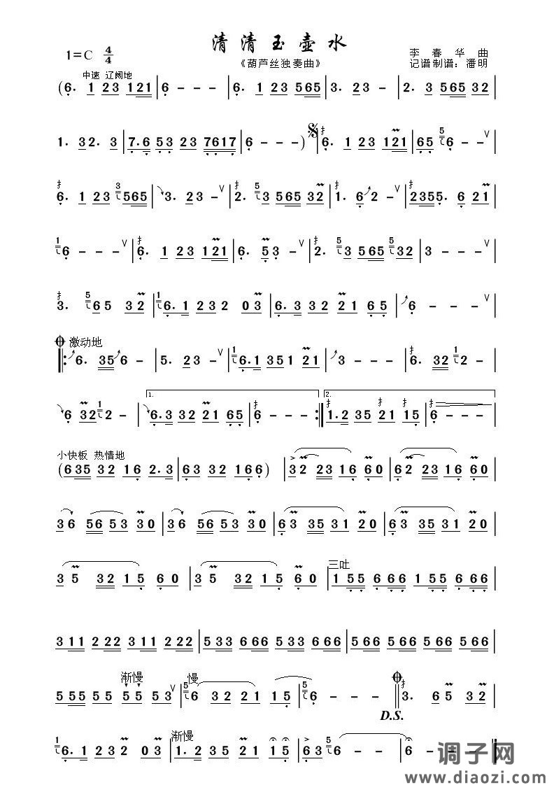 清清玉壶水《葫芦丝独奏曲》