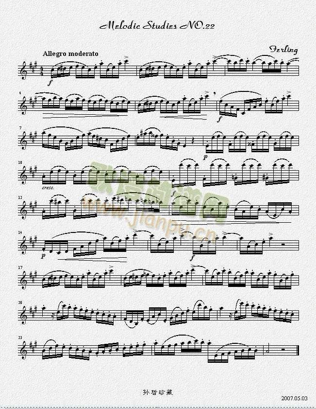 四十八首旋律练习曲之二十二