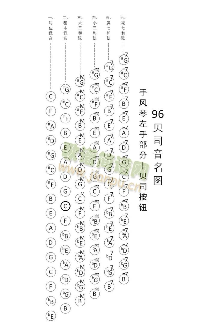 手风琴 贝司音名图