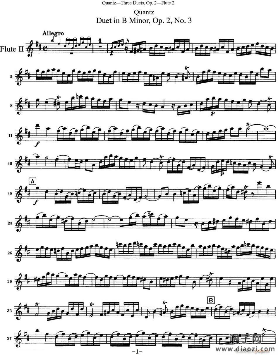 匡茨G大调长笛二重奏Op 2——Flute 2（No 3） 长笛
