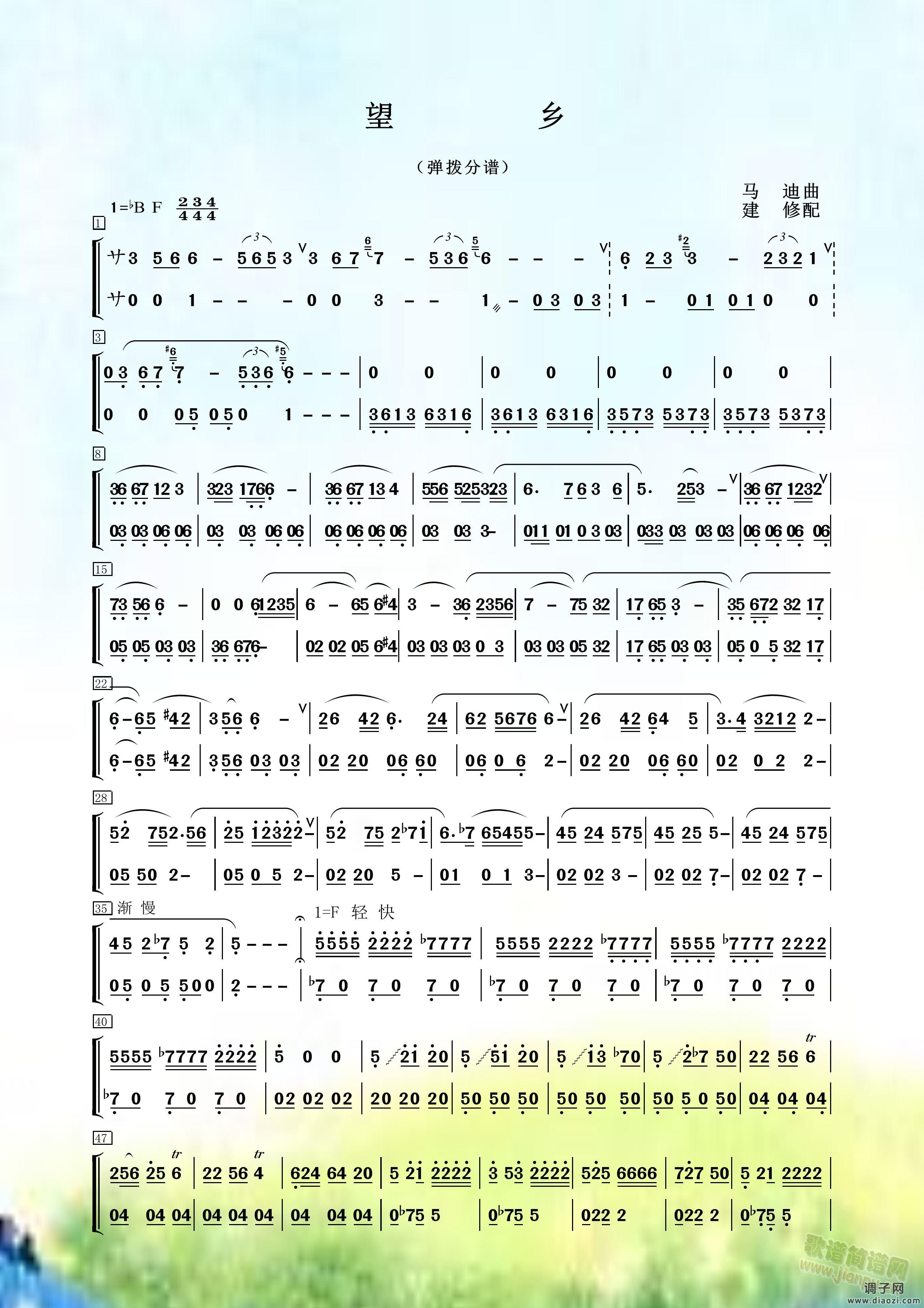 望乡（弹拨分谱）