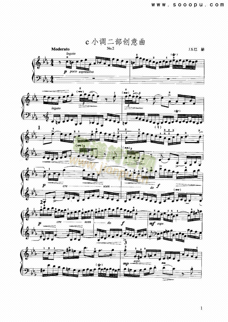 c小调二部创意曲 键盘类 手风琴