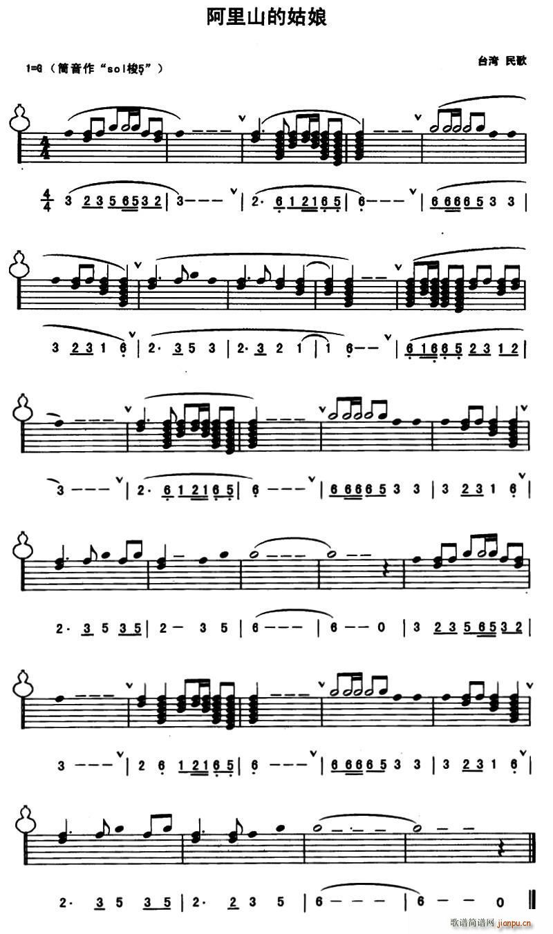 阿里山的姑娘（台湾民歌、 ）