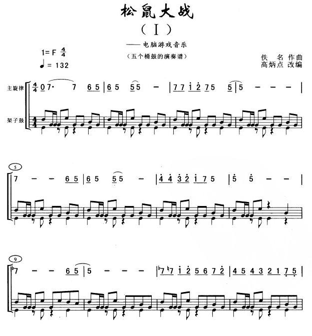 松鼠大战(五桶架鼓谱)