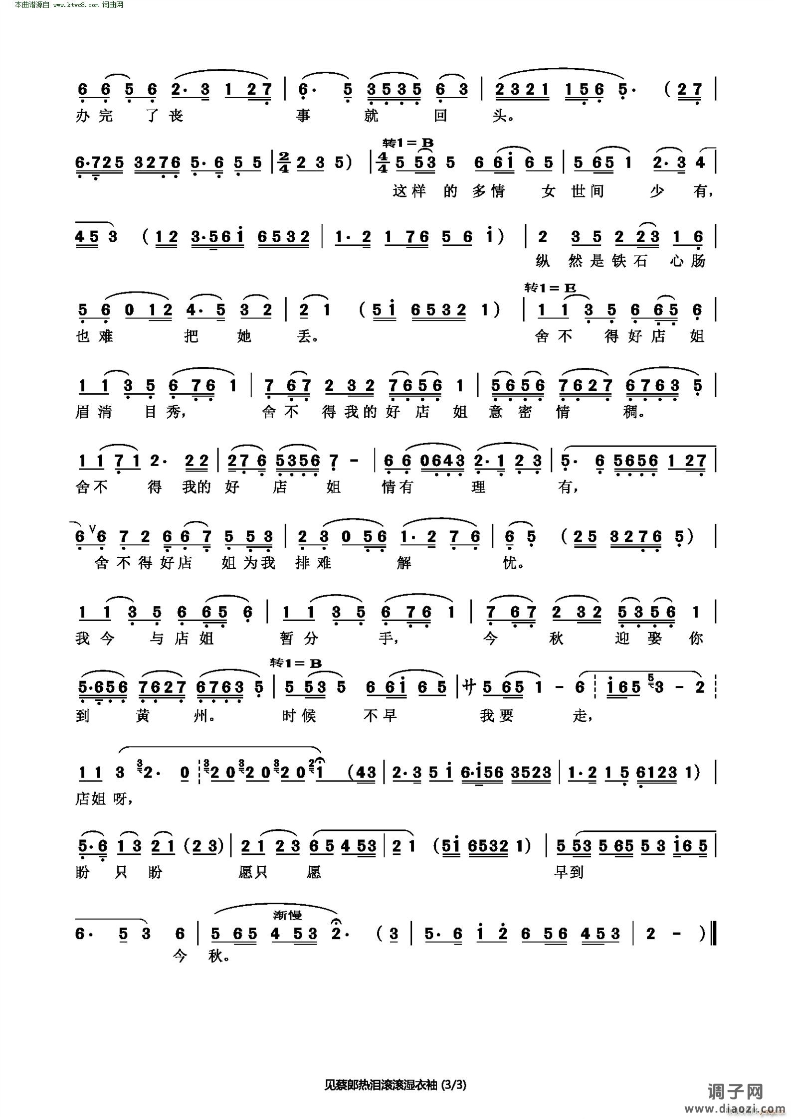 见蔡郎热泪滚滚湿衣袖( 黄梅戏《小辞店》选段 )