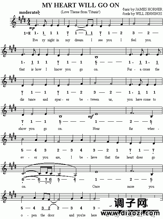 My heart will go on（《铁达尼号》主题歌、英文歌）