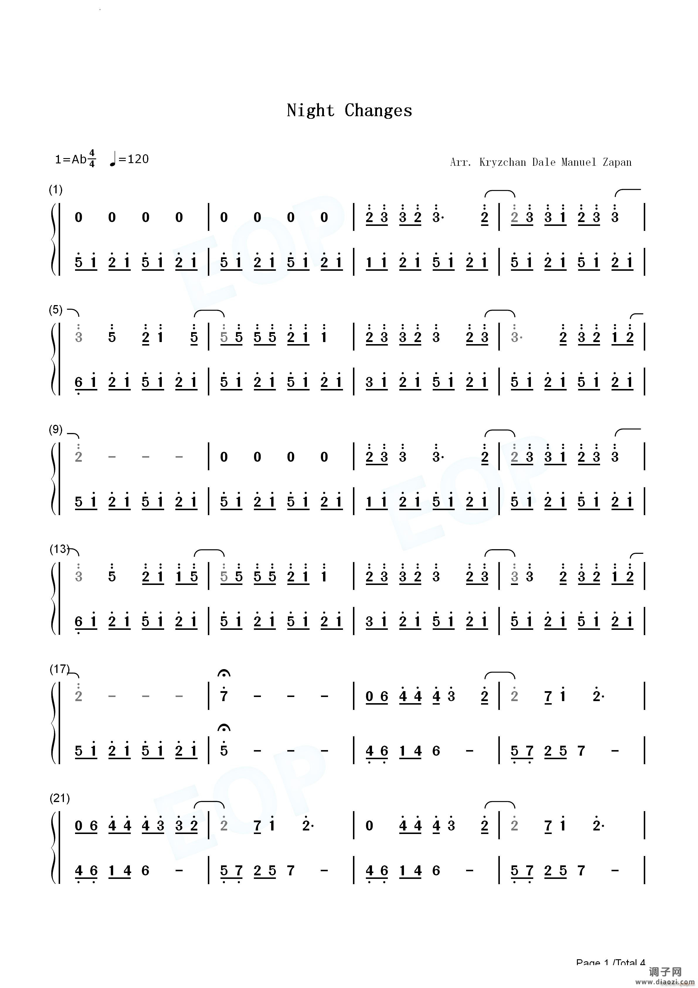 Night Changes夜色渐浓钢琴版