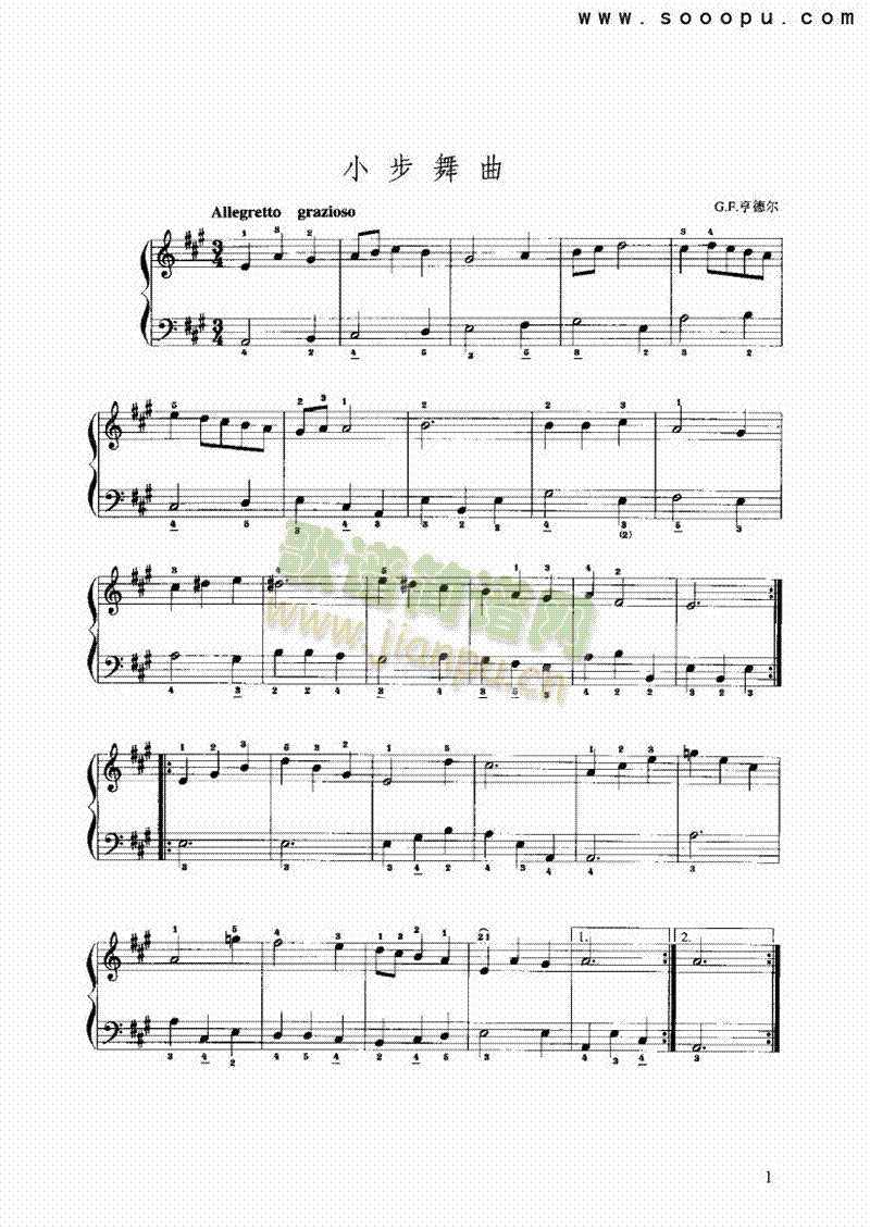 A大调小步舞曲 键盘类 手风琴