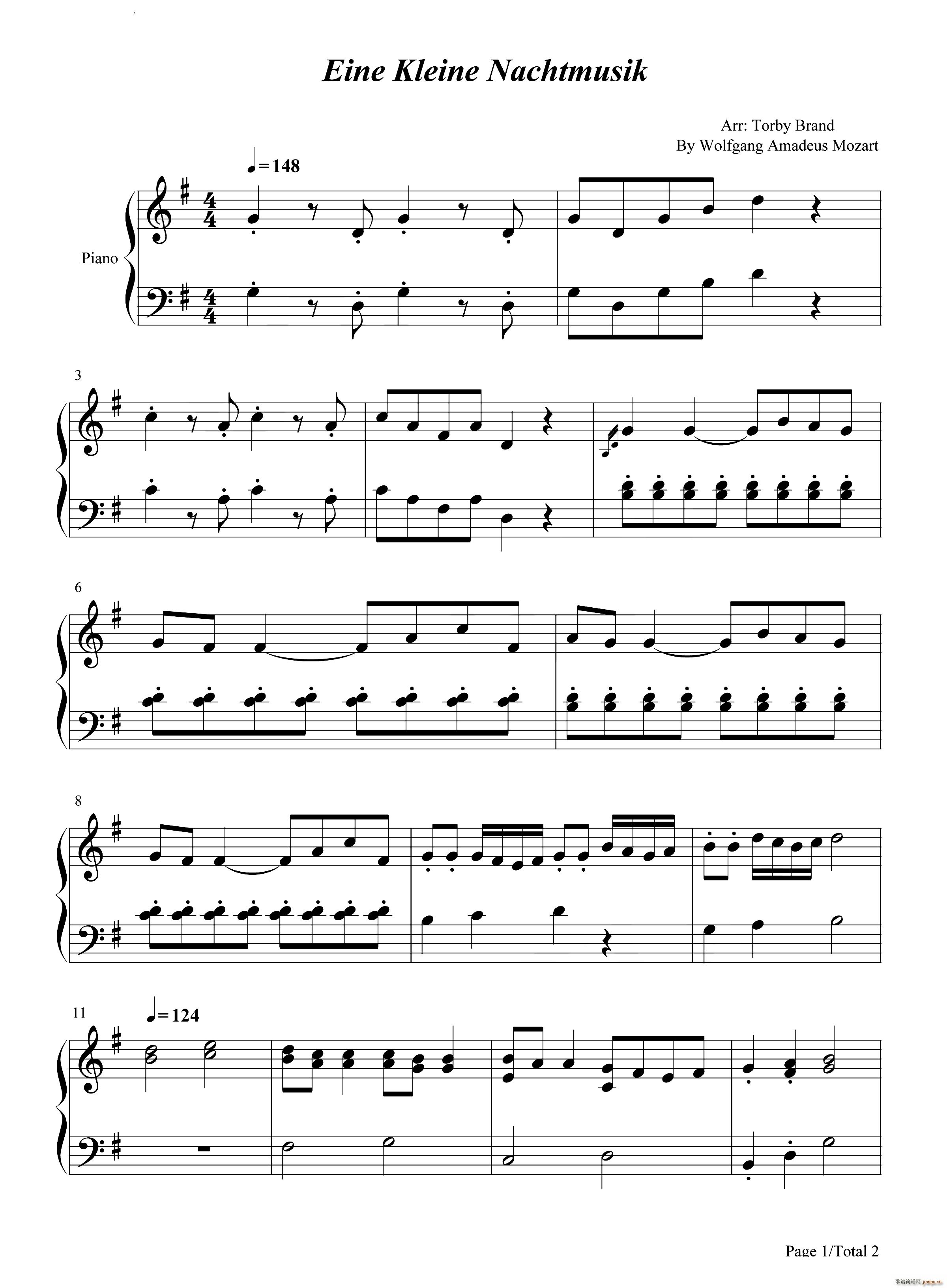 弦乐小夜曲-G大调第13号小夜曲-Eine kleine Nachtmusik-简单版