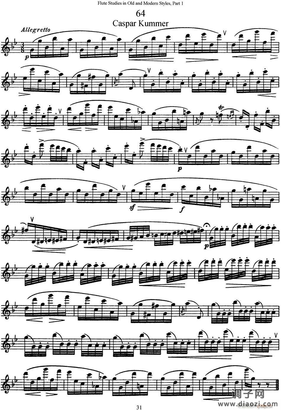 斯勒新老风格长笛练习重奏曲（第一部分）（NO 64） 长笛