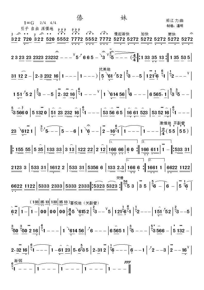 傣妹《葫芦丝独奏曲》