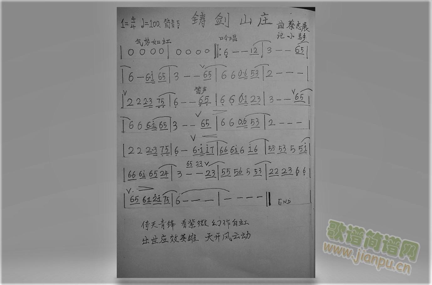 铸剑山庄-简谱-笛子