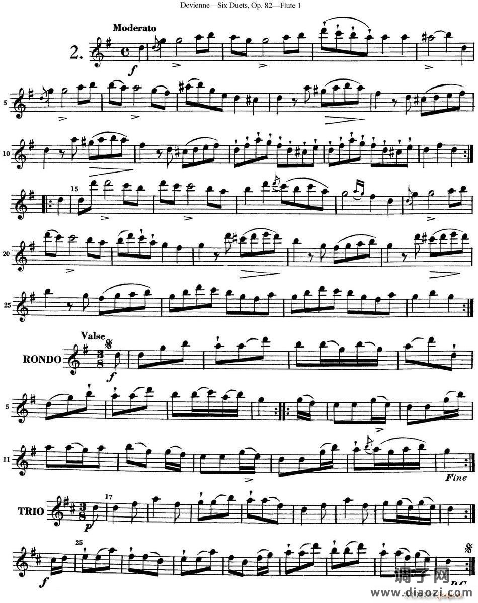 德维埃纳六个长笛二重奏小段Op 82——Flute 1（NO 2） 长笛