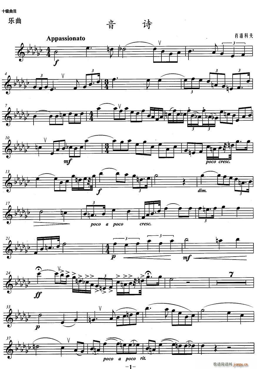 小号考级十级：音诗